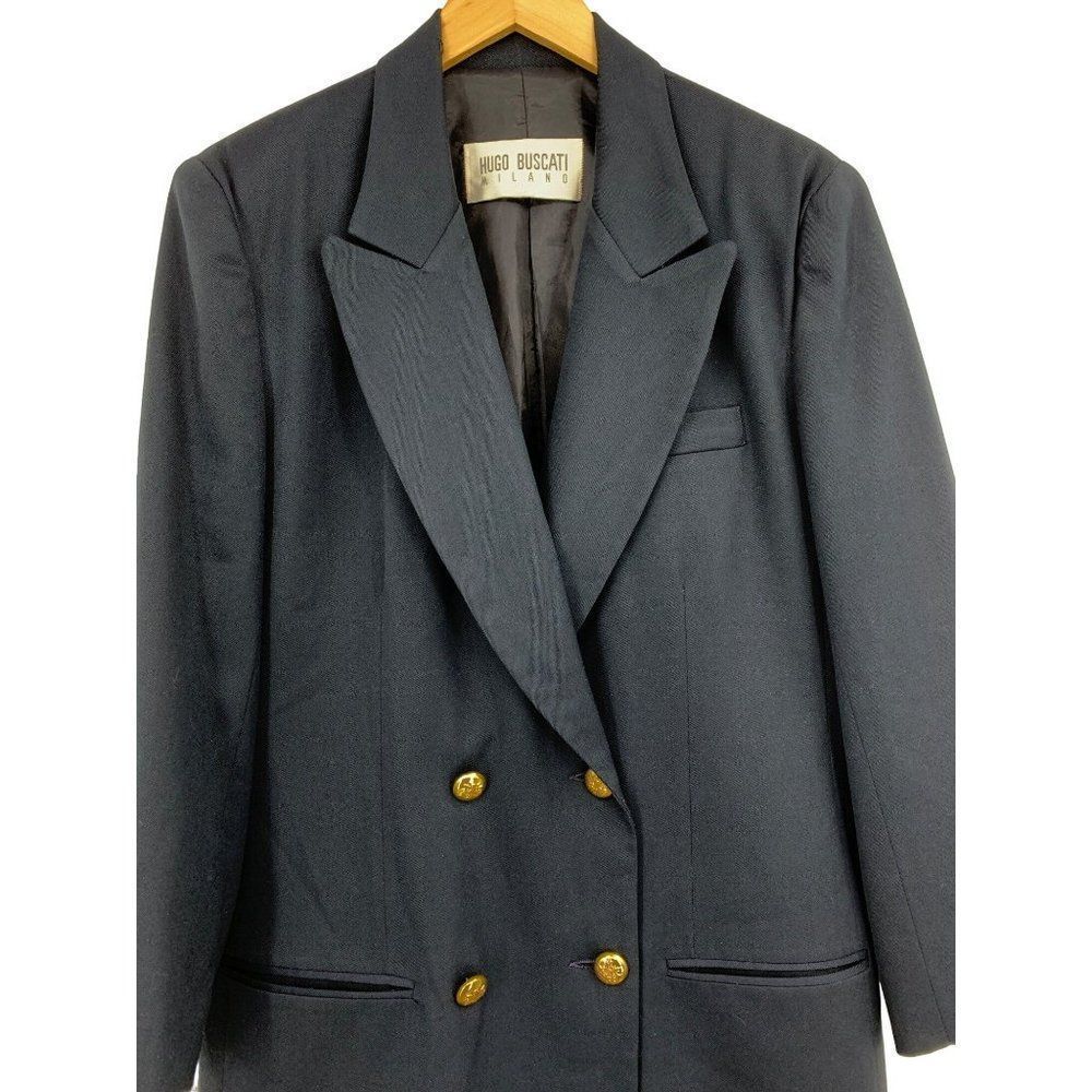 Vintage Hugo Buscati Wool Nautical Jacket Blazer Longline Women Size 12 L 2408 - Picture 16 of 16